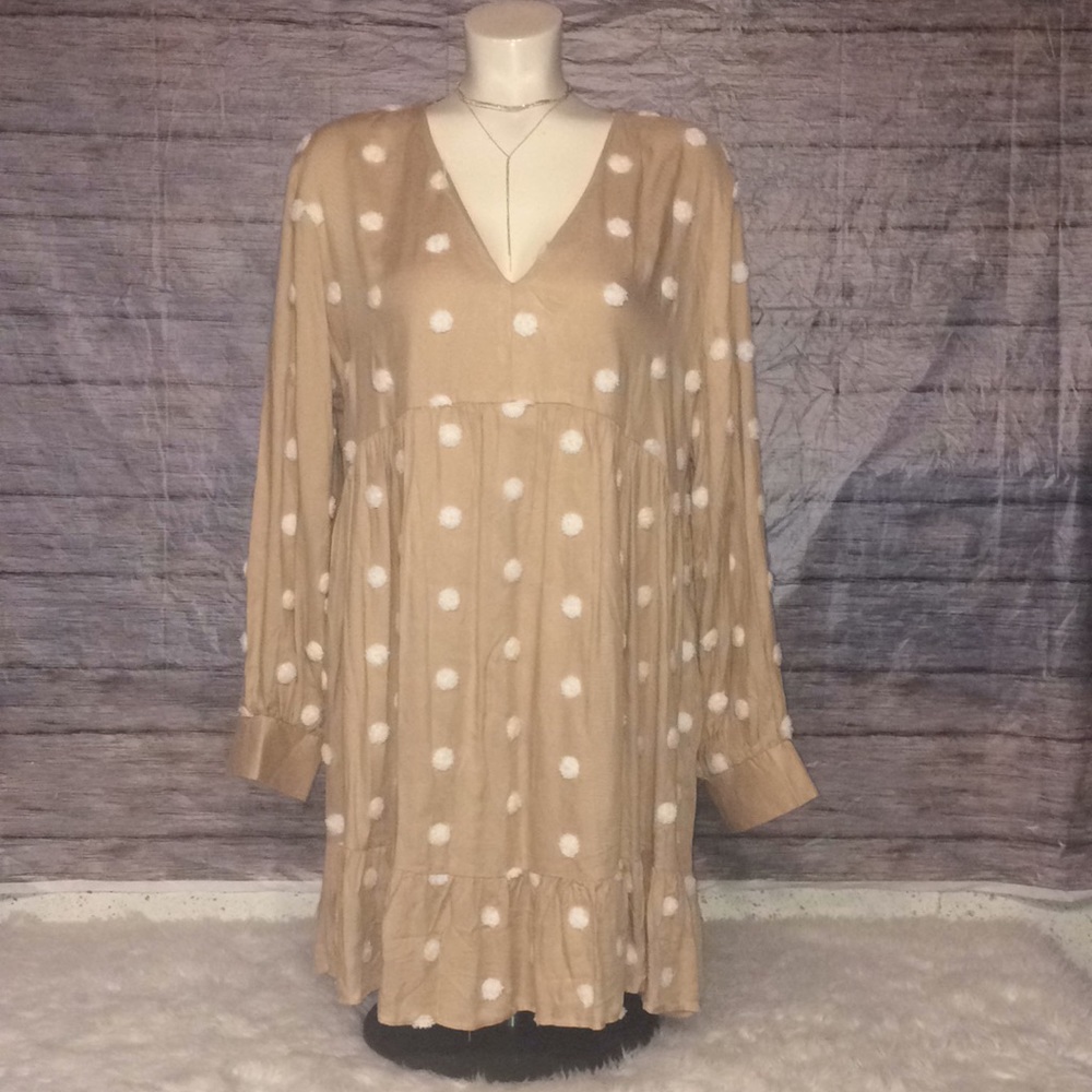 Cato Fuzzy Polka Dot Ruffle Dress